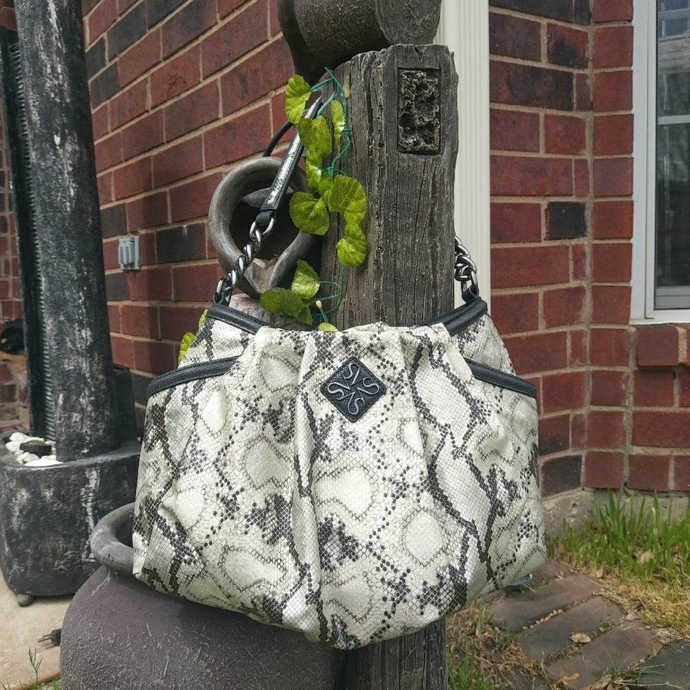 Vera Wang python-print hobo purse